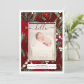 Baby geboorte van de moderne kerstflorale aankondiging (Staand voorkant)