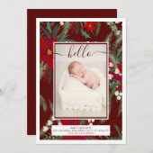 Baby geboorte van de moderne kerstflorale aankondiging (Voorkant / Achterkant)