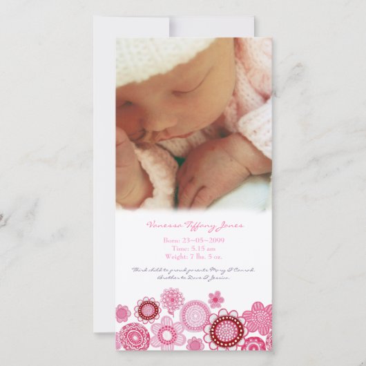 Baby Geboorteaankondiging Custom Made Photo Card Aankondiging (Voorkant)