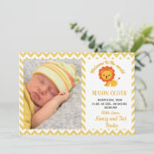 Baby geboorteaankondiging met foto van pasgeborene (Staand voorkant)