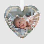 Baby Geboorteinfo Milestone 1e kerstfoto Ornament (voorkant)