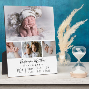 Baby Geboortestatistieken Collage Vier Fotoplaque Fotoplaat