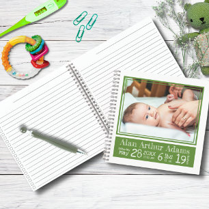 Baby Geboortestatistieken Foto Notitieboek Groen