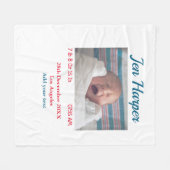 Baby Geboortestatistieken Naam toevoegen Plaats Da Fleece Deken (Voorkant (Horizontaal))