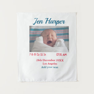 Baby Geboortestatistieken Naam toevoegen Plaats Da Wandkleed