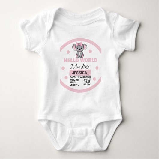 Baby Geboren Details Roze Koala Romper (Voorkant)