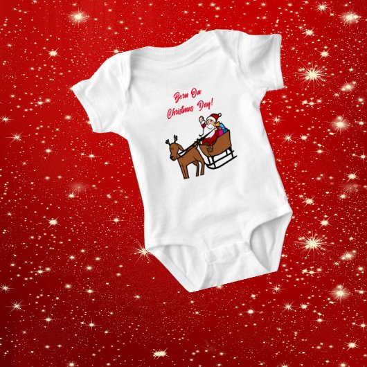 Baby "Geboren op kerstdag" Bodysuit Santa Sled