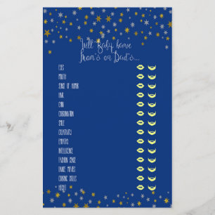 Baby geeft kleine ster Baby shower game