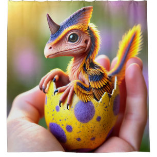 Baby-gehoornde dinosaurus douchegordijn
