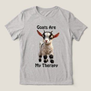 Baby Geit met pluizige vacht en heldere expressie Tri-Blend Shirt