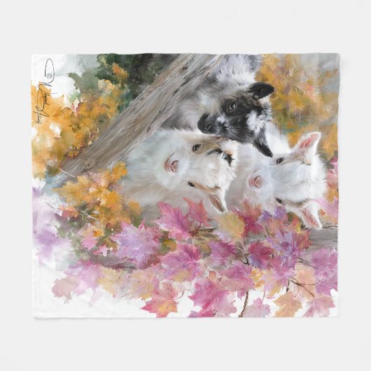 Baby Geiten in het najaar Foliage 3 Fleece Deken (Voorkant (Horizontaal))
