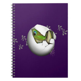 Baby gekko in ei notitieboek