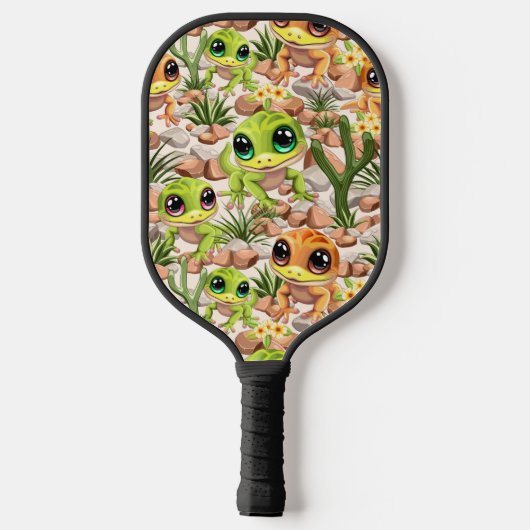 Baby Gekko's Schattigee stripfiguren Pickleball Paddle (Achterkant)