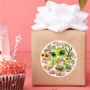 Baby Gekko's Schattigee stripfiguren Ronde Sticker