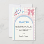 Baby gender onthullen Baseballs of Bows Bedankkaart (Voorkant)