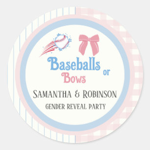 Baby gender onthullen Baseballs of Bows Ronde Sticker