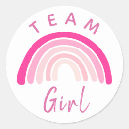 Baby Gender onthulling Team Roze Girl Rainbow Cl Ronde Sticker