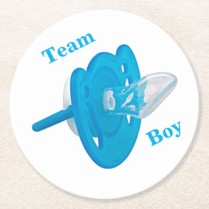 Baby Gender Reopenbaart party - Team Boy Ronde Kartonnen Onderzetter