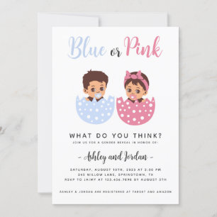Baby Gender Reveal Cracked Egg Invitation Kaart