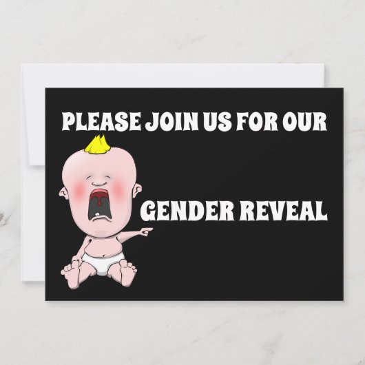 BABY GENDER REVEAL FUNNY INVITATIONS DU PARTI PERS (Devant)
