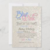 Baby Gender Reveal Party Satin Damask Kaart (Voorkant)