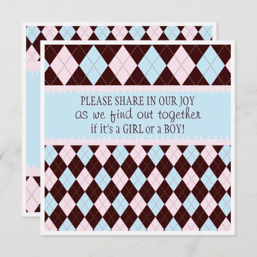 Baby Genderfeest in roze en blauwe stijl Kaart (Voorkant / Achterkant)