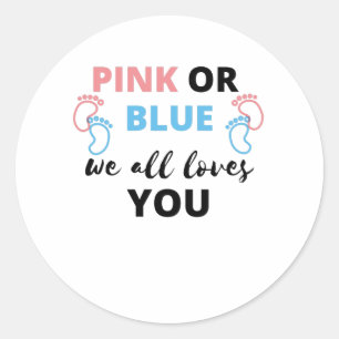 Baby Genderkwesties onthullen roze of blauw ideeën Ronde Sticker