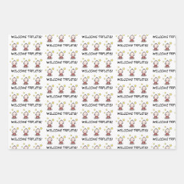 baby geschenkverpakking, ook voor drieling, inpakp inpakpapier vel