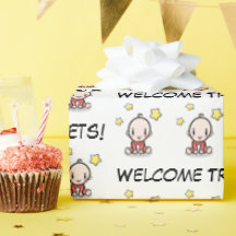 baby geschenkverpakking voor drieling, inpakpapier