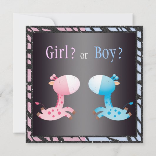 Baby Geslacht Dierafdrukken en -Giraffes onthullen Kaart (Achterkant)
