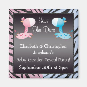 Baby Geslacht onthullen Save the Date Giraffes Magneet