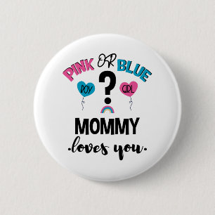 Baby Geslacht Onthulling Roze Of Blauwe Mamma Houd Ronde Button 5,7 Cm