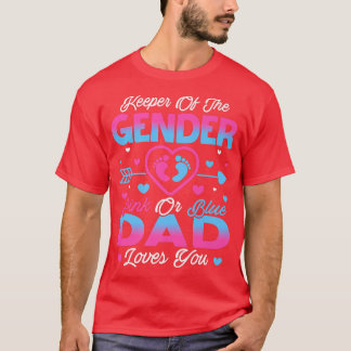 Baby Geslacht onthult roze en blauwe vader houdt v T-shirt