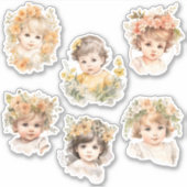 Baby Gezicht Florals  Antiek Junk Journal Kit Sticker (Voorkant)