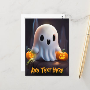 Baby Ghost Creepy Schattige Halloween karakter Briefkaart