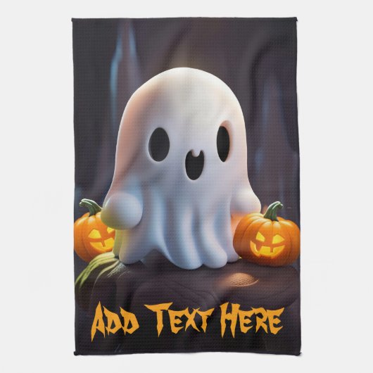 Baby Ghost Creepy Schattige Halloween karakter Theedoek (Verticaal)