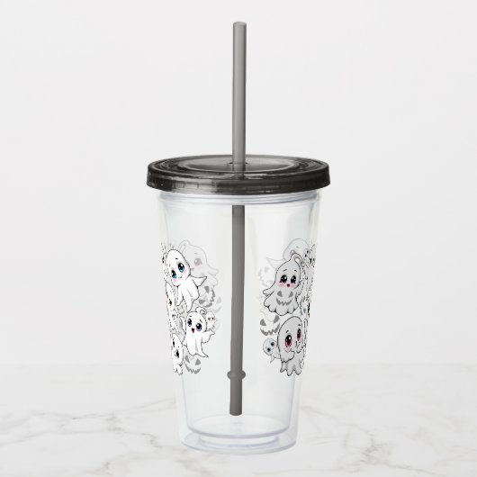 Baby Ghosts Spooky Schattigee Halloween Mood Acryl Drinkbeker (Rechts)