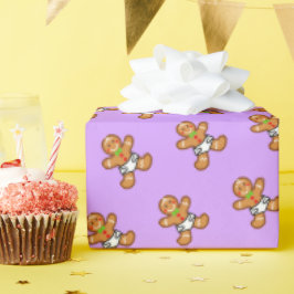 Baby Gingerbread Sweet XmaS op Lavendel Cadeaupapier