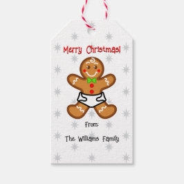 Baby Gingerbread zoete Kerstmis Wit-Rood Cadeaulabel