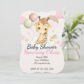 BABY GIRAFFE BABY SHOWER UITNODIGING (Staand voorkant)