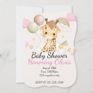 BABY GIRAFFE BABY SHOWER UITNODIGING