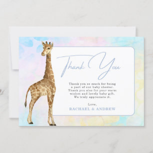 Baby Giraffe Blauw Baby shower Hartelijk dank Kaart