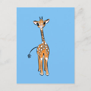 Baby Giraffe - blauw Briefkaart