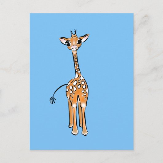Baby Giraffe - blauw Briefkaart (Voorkant)