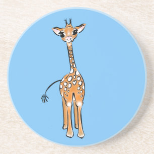 Baby Giraffe - blauw Zandsteen Onderzetter
