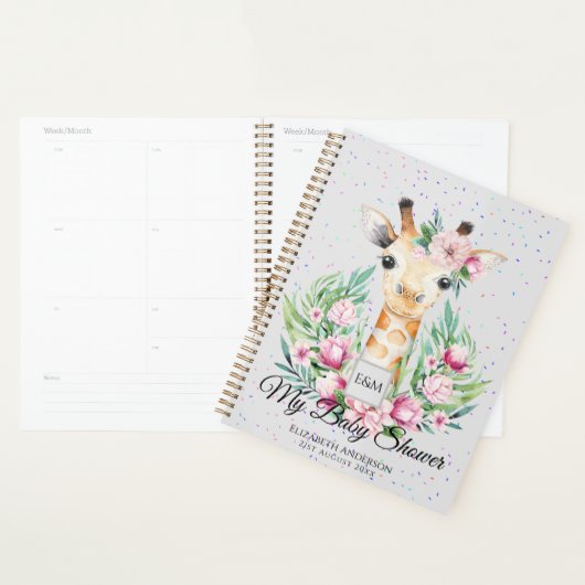 Baby Giraffe Boho Fleurs Mère à être planificateur (Devant avec enveloppe)