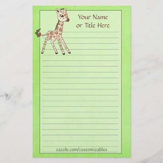 Baby Giraffe Briefpapier (Voorkant)