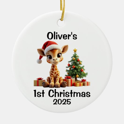 Baby Giraffe Christmas Keramisch Ornament (Voorkant)