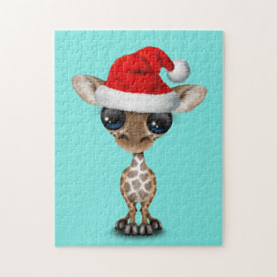 Baby Giraffe die een Santa Hat draagt Legpuzzel