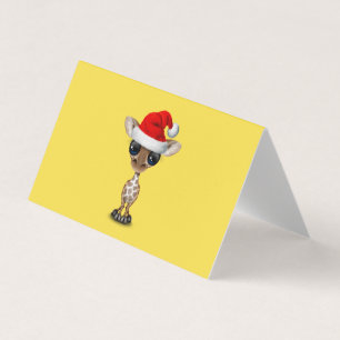 Baby Giraffe Dragen van een Santa Hat Kaart